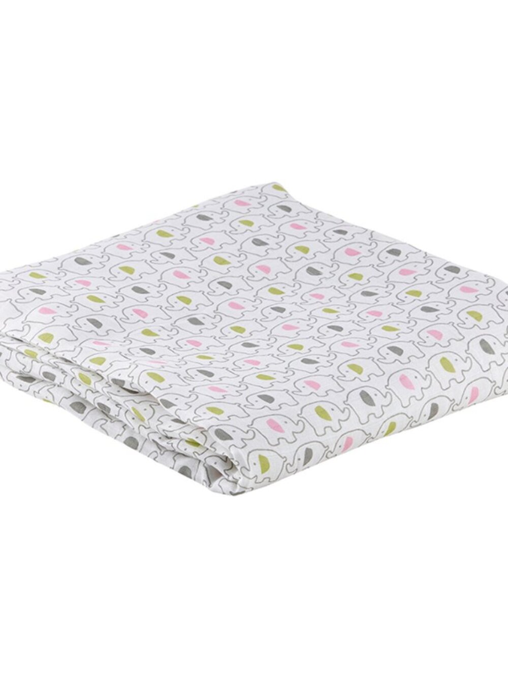 Stephan Baby: Baby Girl pink/green elephant bamboo cotton swaddle 45" x 45" NEW
